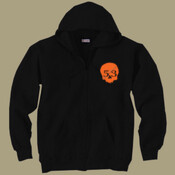 Orange Skull 53 - Hanes 10 oz. 90/10 Cotton Full-Zip Hoodie